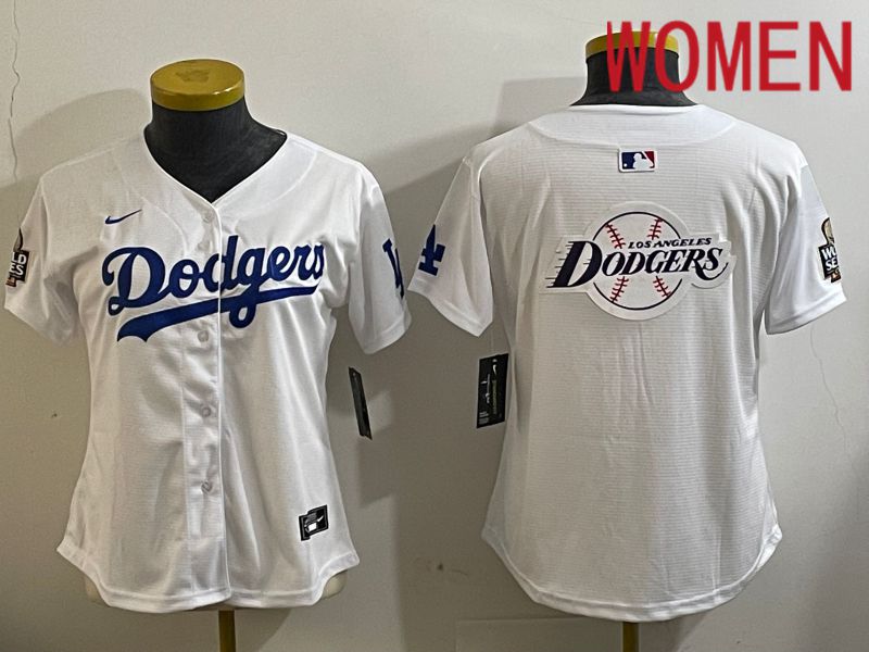 Women Los Angeles Dodgers Blank White Game 2024 Nike MLB Jersey style 112118->women mlb jersey->Women Jersey